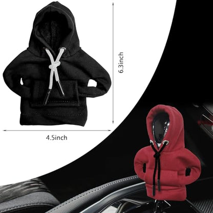 vvag Hoodie Car Gear Shift, Dutch Velvet, Black+Red, Universal Fit Knob Cover, 16 x 11.5cm/6.3 x 4.5inch - color: Black+Red
