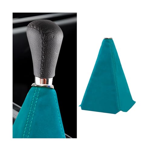 BESULEN Car Shift Boot Cover, Suede Leather Shift Knob Boot Dust Cover, Manual/Auto Shifter Boot Sleeve Replacement, Handbrake Gaiter Boot Dust Cover Car Interior Accessories - color: Light Blue