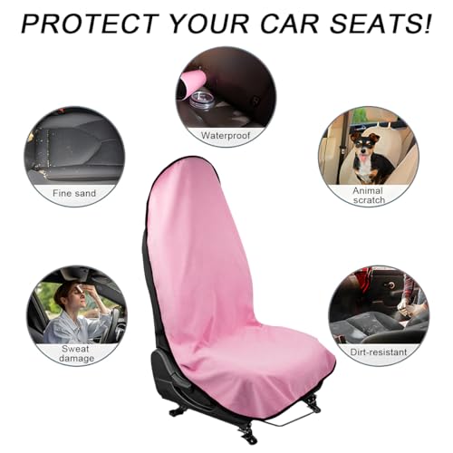 DXNQ 2PCS Car Towel Seat Cover, Waterproof Sweating Non-Slip Premium Soft Towel Carseat Protector, Universal Machine Washable Car Truck SUV Front Seat Cover for Gym Workout Beach Hiking (Pink) - color: Pink, 2pcs, Front