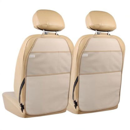 Viaviat Car Seat Protector Large Kick Mat 2 Pack Durable Water Resistant Auto Seat Back Covers with 2 Mesh Pockets Protection Against Dust Mud Scratches (Beige-A, 2-Pack) - color: Beige-A