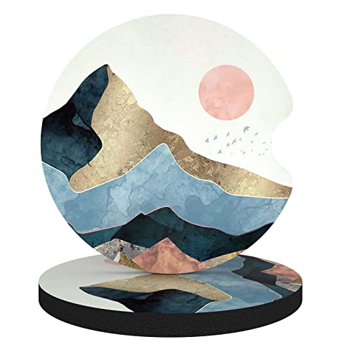 Aiawoxc Car Cup Holder Coasters, 2 Pack Universal Auto Anti Slip Insert Coaster with A Finger Notch, Cute Car Assecories for Women Men, Cup Mat for Most Interior, Watercolor Sunrise - color: Watercolor Sunrise, size: Rubber