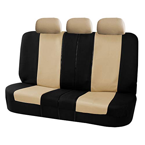 FH Group Back Seat Cloth Car Seat Cover - Universal Fit Rear Seat Covers for Cars with Rear Split Bench, Car Interior Accessories for SUV, Sedan, Van Beige - color: Beige, style: Rear Bench