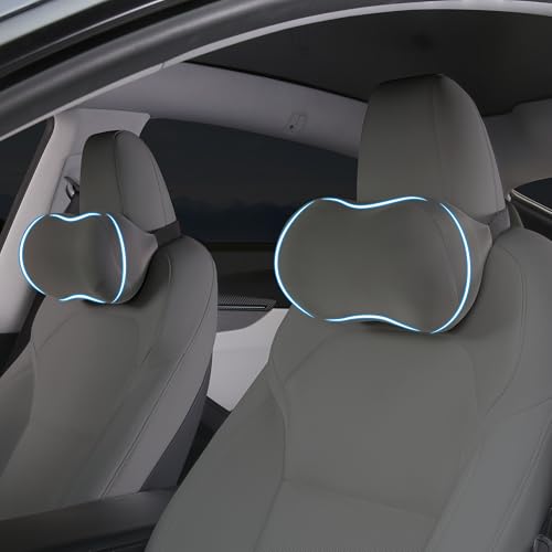 Car Headrest Pillow for Neck Support Memory Foam Car Neck Pillow Universal Fit Head Rest Travel Pillow Car Pillow for Pain Relief While Driving Grey 2pc - size: Silky Headrest Grey 2pc