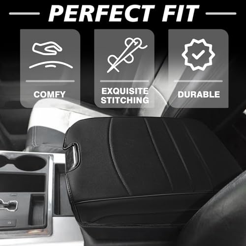 Center Console Armrest Cover Fit for Dodge Ram1500/2500/3500 2013-2018 Accessories, Comfort Armrest Pad Console Lid Cushion Vegan Leather Regular Thick(Bucket Seat ONLY) - size: 3) 13-18 |Ram1500/2500/3500| Bucket Seat, Regular