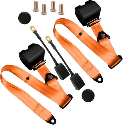 2 Pack 3-Point Pads Adjustable Retractable Straps Cover Universal Replacement Set for Go Kart,Club Golf Cart,Minivan Van,SUV,UTV, VR,Pickup,Truck for Modification Protective Covers Kit-Og - color: orange
