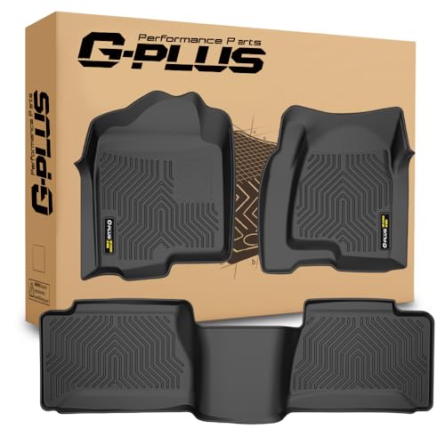 G-PLUS Floor Mats 3pcs Fit for Chevy Silverado GMC Sierra 1500 1999-2006 & 1500 Classic 2007, Fit Silverado Sierra 2500 2001-2004, 2WD 4WD Extended Cab TPE Floor Cargo Liners - size: 1999-2007|Fit Silverado 1500 Extended Cab|3PCS