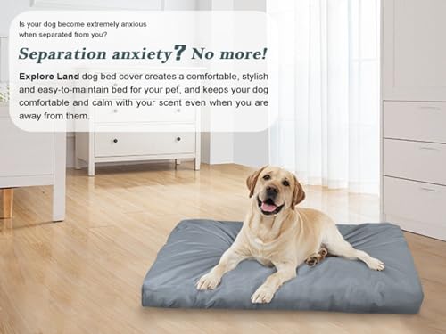 Explore Land Scratch Resistance Dog Bed Cover Canvas Washable Dog Crate Pad Replacement Cover, 48Lx36Wx4H inch, Charcoal - color: Deep Gray, size: 48”Lx36”Wx4”H