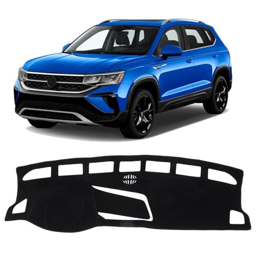 KUST Black Dash Cover for Volkswagen VW Taos (S SE SEL) 2022-2025 2026 (Only fits for Taos with Center Bin) Polyester Dashboard Cover Non-Slip Interior Accessories for VW Taos Custom Fit Dashboard Mat - size: Taos 22-26(black)