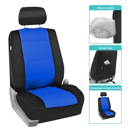 FH Group Waterproof Neoprene Car Seat Covers Full Set – Universal Fit Front & Split Bench Rear Seat Covers, Airbag Compatible Automotive Seat Protectors for Cars, SUVs & Vans, Blue - color: Blue, style: Full Set