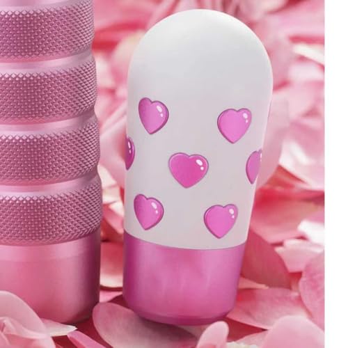 Hearts & Passion Universal Car Gear Shift Knob, White and Pink Metallic with Heart Pattern, M8 M10 M12 Adapters, Manual Transmission Lever