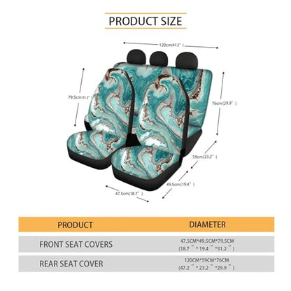 Forchrinse 15Pack Sea Turtle Car Accessories Set Hawaiian Hibiscus Car Seat Cover Full Set+Steering Wheel Cover+Car Trash Can+Seatbelt Cover+Coaster+Keychain - color: Sea Turtle Hibiscus