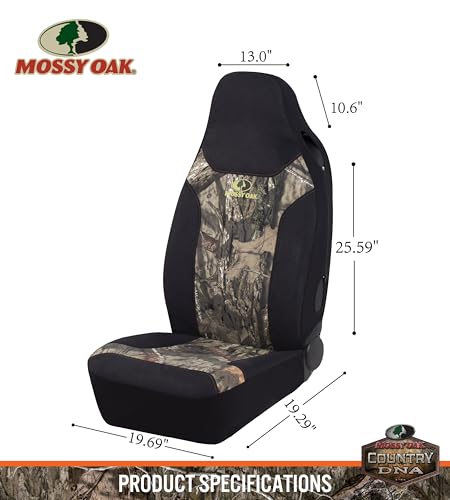 Mossy Oak High Back Camo Seat Covers, Airbag Compatible, Large Size to Fit Truck Seats - Made with Cotton & Suede Fabric - Official Licensed Product - size: Cotton & Suede Camo High Back Front Truck