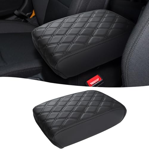 GIANT PANDA Custom Center Console Cover Fit Jeep Wrangler 2/4 Door JL Sahara Sport Rubicon Unlimited Willys 4xe 2018-2024 2025,Waterproof Faux Leather Armrest Console Cover-Full Protection - Black - color: for Wrangler 2/4 Door JL, size: 2018-2025