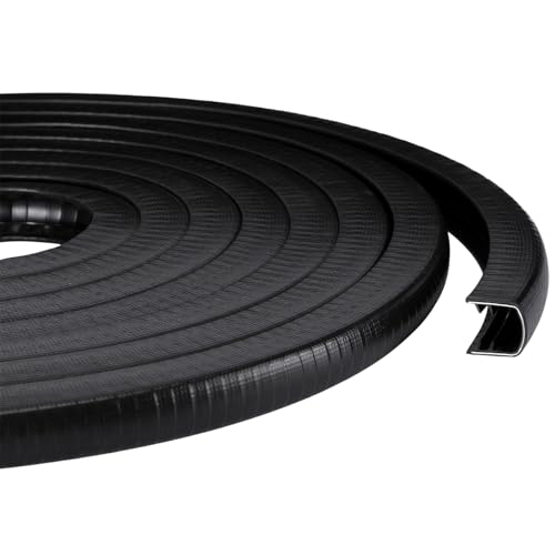 20ft U-Shape Edge Trim Fits 1/2" Edge, Rubber Strip with Metal Clips for Edges Protector, Black Edges Banding Strip for Sharp/Rough Surface, Tables, Cars, Door Frame, Boat & More - size: 20ft, 0.8"W X 0.9"H