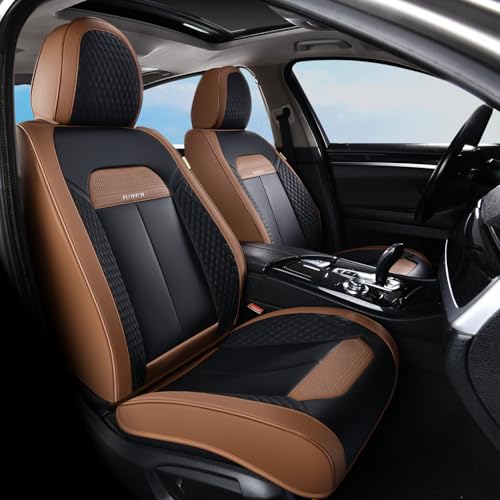 FLORICH Car Seat Covers Front Seats Only, Luxury Leather Seat Covers Universal Anti-Slip Driver Seat Cover, Automotive Vehicle Seat Covers fit for Trucks Vans SUVs Sedans (2 Packs, Light Coffee) - color: New Coffee, size: Frontpair