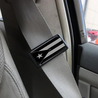 2PCS Puerto Rico Flag Car Seatbelt Adjuster car Universal Car Seat Belt Pads Cover for More Comfortable Driving, Seat Belt Shoulder Strap - color: Black Puerto Rico Flag