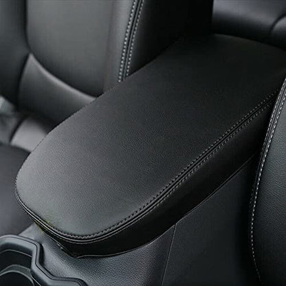 INTGET Center Console Armrest Cover for 2025 Toyota RAV4 Accessories 2024 2023 2022 2021 2020 2019 Leather Middle Console Lid Cover Pad Protector Elbow Arm Rest Covering Car(Black) - color: black