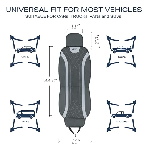 Skechers MAX Cushioning Car Seat Covers,Memory Foam Leather Car Seat Protectors, Airbag Safe Waterproof Sideless Front Seat Covers with Storage Pocket,Universal Fit for Cars Trucks SUV, Gray 2PCS