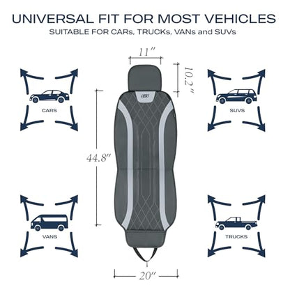 Skechers MAX Cushioning Car Seat Covers,Memory Foam Leather Car Seat Protectors, Airbag Safe Waterproof Sideless Front Seat Covers with Storage Pocket,Universal Fit for Cars Trucks SUV, Gray 2PCS