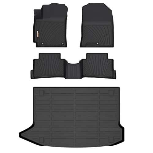 Binmotor-Floor Mats with Cargo Liner for Hyundai kona 2018-2023 & Kona N 2022 2023 (No Electric Model) SE, SEL, N Line, N, Limited Automotive Floor Liners Full Set-Black - style: 2) Car Mats for Hyundai Kona Fuel (2018-2023)