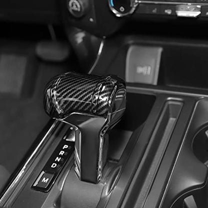Carbon Fiber Gear Shift Knob Cover Stick Shifter Cap Cover Compatible with Ford F150 2021-2026+ - color: Carbon Fiber
