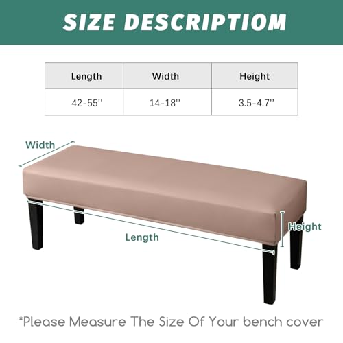 FUANGUI PU Waterproof Bench Cover, Stretch Dining Bench Cover for bedrooms, Living Rooms, Kitchens, Protector Chair Bench Piano Bench Seat Covers Stool Slipcover Removable, Washable - Khaki - color: Pu Khaki