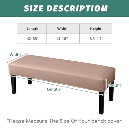 FUANGUI PU Waterproof Bench Cover, Stretch Dining Bench Cover for bedrooms, Living Rooms, Kitchens, Protector Chair Bench Piano Bench Seat Covers Stool Slipcover Removable, Washable - Khaki - color: Pu Khaki