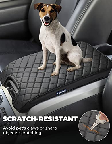 ISSYAUTO Center Console Cover Armrest lid Cover Compatible with 2009-2014 F150, Leather Arm Rest Covering for Car, Well-Make Durable Middle Console Cover Armrest Box Protective Cover - color: Leather[Full Cover the Console], size: 2009-2014 F150