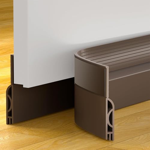 Door Draft Stopper, Door Sweep for Bottom of Door, Weather Stripping Door Seal Gap Filler Bottom Blocker Soundproof Cold Air Insulation Save Energy Installs Quickly and Easily (Brown, 78‘’) - color: Brown, size: 78‘’