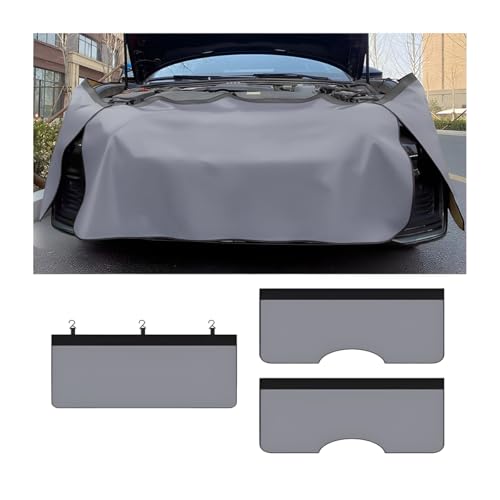 3PCS Car Fender Covers, 17.72'' x 43.31'' Leather Mechanic Magnetic Vehicle Fenders Protector with Hooks, Anti Scratch Protective Mat Pad for Repair Automotive Work, Universal Fit (Gray) - color: Gray, size: 17.7'' x 43.3''/3Pcs