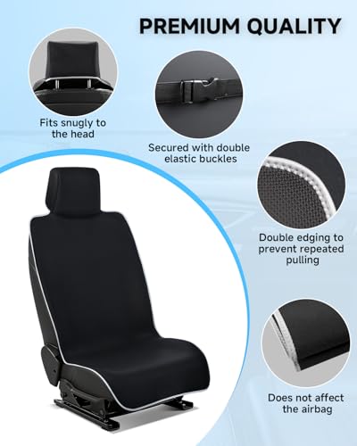 Waterproof Neoprene Car Seat Cover with Extended Seat Belts & Armrest Box Pads ,Universal Fit Sweatproof Non-Slip Seat Protector for Post Gym, Run, Crossfit, Yoga and Pet Protection(Black, 1 Pack)