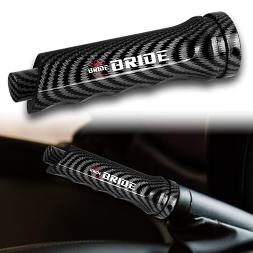 W-POWER Universal Auto Car Aluminum Handbrake Cover Hand Brake Sleeve Handle Protector (JDM Bride - Carbon Look)