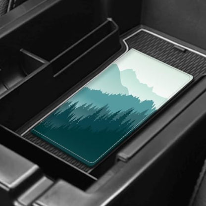 Leather Car Registration and Insurance Card Holder, Cute Car Accessories Vehicle Glove Box Car Organizer for Documents, Cards, License Beautiful Blue Mountain - color: Beautiful Blue Mountain