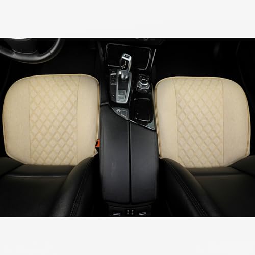 West Llama Linen Front Car Seat Cover Protector Anti-Slip Bottom Seat Cover Fits 95% of Vehicles,Wrapping Around The Bottom,Diamond Pattern(Beige-1Pcs) - color: Diamond Pattern-Beige, size: 1 Piece Linen