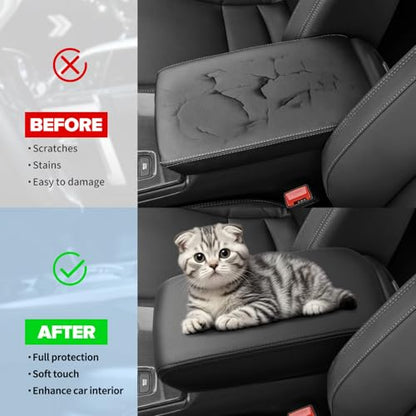 Center Console Armrest Cover Compatible with Honda Civic 2012-2015 Accessories, Premium Leather Arm Rest Cover Pad, Car Middle Console Cover (Black) - size: 2012-2015 Honda Civic
