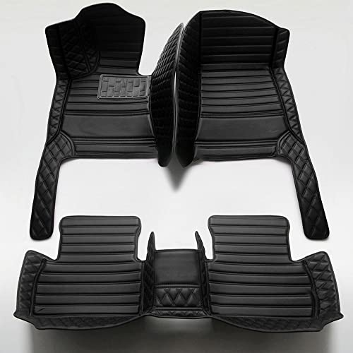 Custom Personalized Floor Mats for Cars - Luxury Full Coverage All Weather Mats, Anti-Slip Leather Mat Set, Fit for 99% of Cars, SUVs & Trucks (All Black, D-Diamond+Strip) - color: Black, size: D-Diamond+Strip