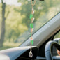 CASONA Jasmine Flower Car Mirror Charm,Cute Rearview Mirror Accessory for Women,Gold Chain with Acrylic Flowers & Green Leaves,Floral Car Decor Gift Aesthetic