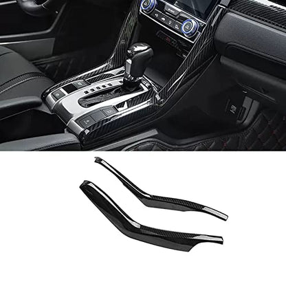 Car Accessories Fit for Honda Civic 10th Gen 2016 2017 2018 2019 2020 2021 Interior Side Gear Shift Panel Strips Cover Trim Decals (Carbon Fiber Style) ABS 2 PCS - color: Carbon Fiber Style