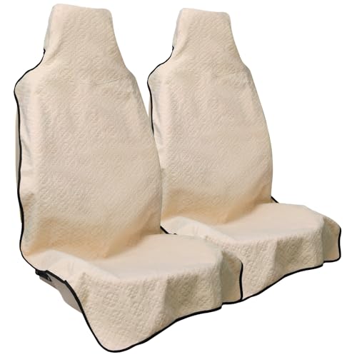 INFANZIA Waterproof Sweat Towel Seat Cover, Premium Car Seat Towel Protector for Trucks SUV Jeep, Universal Non-Slip Bucket Seat Covers for Post Gym Workout, Running, Swimming, Beach (Beige, 2Pcs) - color: Beige Four-Leaf, size: two