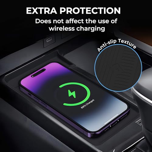 Wireless Charging Protective Mat for Toyota Camry 2026 2025, Center Console Interior Accessories Silicone Anti-Slip Wireless Charger Cover Pad for 2025-2026 Camry, Black