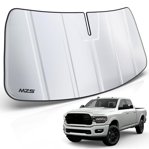 MZS Windshield Sun Shade Compatible with Ram 2500 3500 4500 5500 2019-2026 with 10 inch Wide Sensor, Foldable Truck Sun Shade Shield Accessories, Front Window Visor Sunshade for Interior Protector - size: RAM 2500/3500 2019-2026 with 10 in Wide Sensor