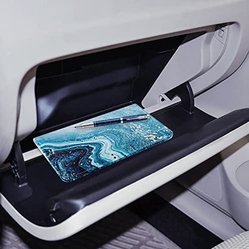 CoBak Car Registration and Insurance Holder - Vehicle Glove Box Car Organizer,Auto Truck Comparment Accessories Case with Magnetic Closure for Driver License,Cards - color: L-Teal&Gold Marble