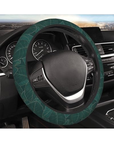 Steering Wheel Cover Accessories Neoprene Cover Non-Slip Breathable Easy to Install Suitable for Women Men Girls for Car SUV Van Truck Universal 14.5-15.5 Inch Dark Green Palm - color: Dark Green Palm