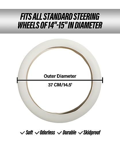 ESEWALAS Car Silicone Steering Wheel Cover,Soft Odorless Silicone Leather Texture Steering Cover,Universal 13-15inch Car Steering Wheel Protector (Grey)