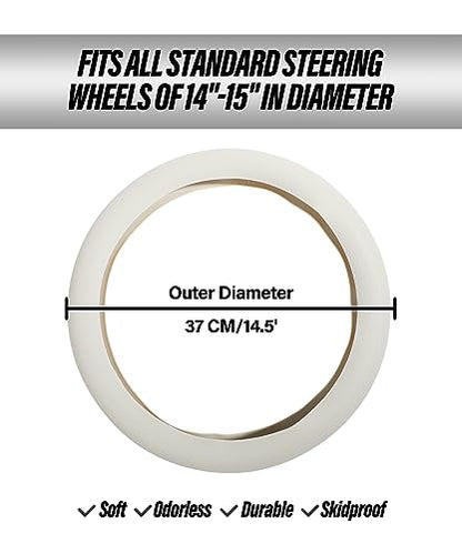 ESEWALAS Car Silicone Steering Wheel Cover,Soft Odorless Silicone Leather Texture Steering Cover,Universal 13-15inch Car Steering Wheel Protector (Grey)