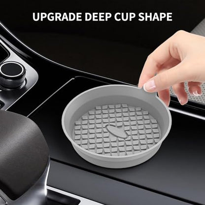 ME.FAN Car Cup Holder Coasters [4 Pack] Silicone Cups Mats, Automotive Universal Non-Slip Recessed Interior Accessories Light Grey - color: 4 Pack-light Grey