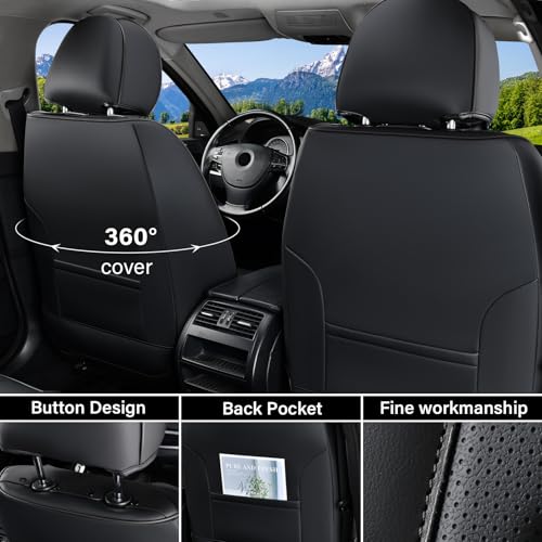 Coverado Car Seat Cover Front Seat, Black Seat Covers Front Seats, Nappa Leather Waterproof, Car Seat Cushion, Car Seat Protector Universal Fit Most Cars - color: Z-Black, size: Front