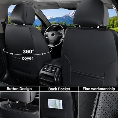 Coverado Car Seat Cover Front Seat, Black Seat Covers Front Seats, Nappa Leather Waterproof, Car Seat Cushion, Car Seat Protector Universal Fit Most Cars - color: Z-Black, size: Front