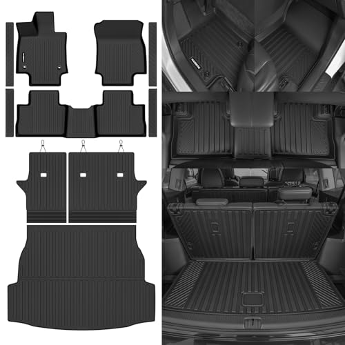 Naibeve Floor Mats for 2019-2025 Toyota RAV4 Hybrid (Not for Gas) - All Weather Custom Fit for Toyota RAV4 Hybrid Floor Mats & Trunk Mat & Backrest Mats & Door Sill Guards Interior Accessories - size: 4)RAV4 Hybrid Set|2019-2025