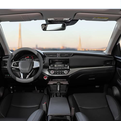 GIANT PANDA Microfiber Leather Steering Wheel Cover for Honda Accord,Civic,CR-V,HR-V,Pilot(Black+Gray-Standard Size)